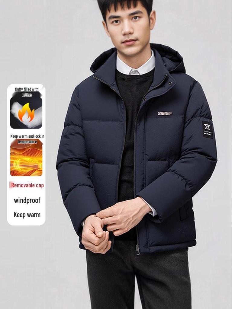 Men's Hooded Cotton-Padded Jacket: Casual, Warm, Short Winter Coat for Middle-Aged Dads, New 2025 Collection