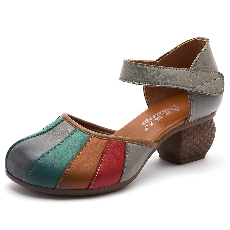 Fashion GKTINOO Genuine Leather Retro High Heels Sandals Women Shoes Buckle Strap 2025 New Spring Summer Lady Platform Sandals