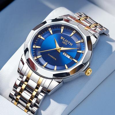Topmarke Herrenuhr Wasserdicht Leuchtend Doppelkalender Business Quarz Armbanduhr