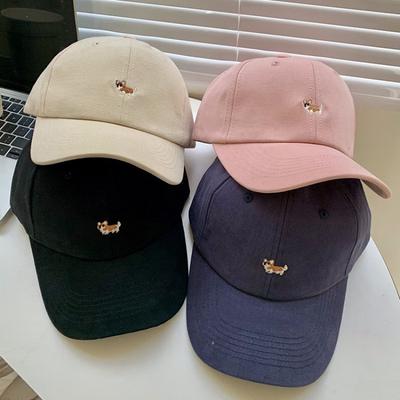 American Cartoon Puppy Embroidered Baseball Cap Female Cute Summer Casual Versatile Face Small Wide Brim Cap Couple
