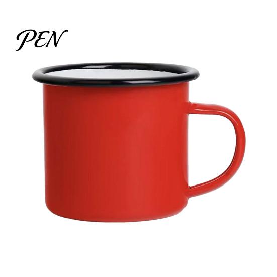 Durable Steel Water Cup Enamel Coffee Mug with Handle, Retro Style Cup, Smooth Reusable Hot Tea Surface Portable Drinking for And Milk Nostalgic Home
