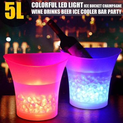 LED Ice Bucket, 5L Large Capacity Wine Ice Bucket Drink Containers with Multi Colors Changing for Party/Home/Bar