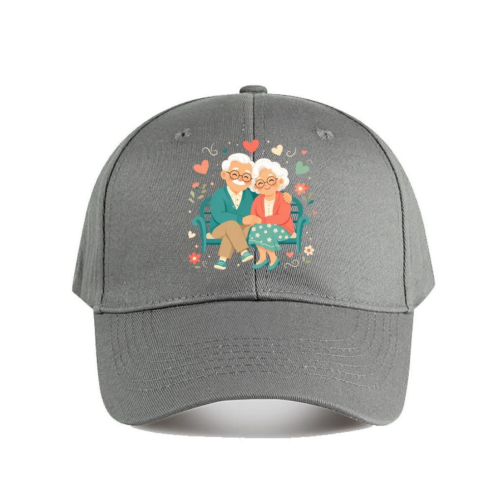 Sweet Senior Love Cartoon Couple Baseball Cap Fashion Outdoor Sports Sunhat Unisex Snapback Cap Womens