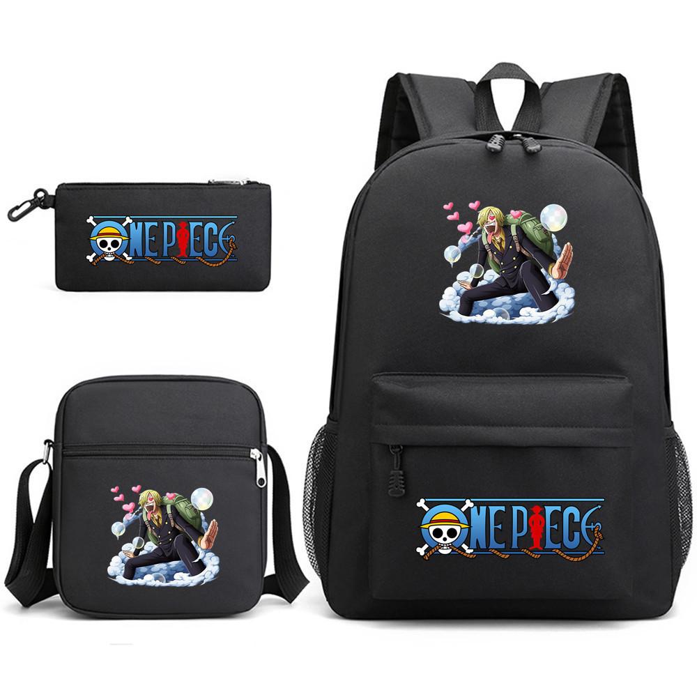 One Piece Anime Rucksack für Schüler Outdoor Campus Schultasche mit Federmäppchen Digitaldruck