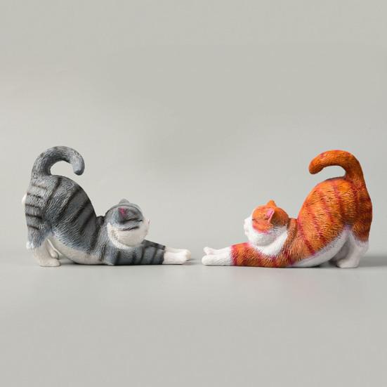 Mini Estatuetas de Gato Fofas Resina Gato Estátua se Esfriando Escultura de Gatinho Pequeno para Interior