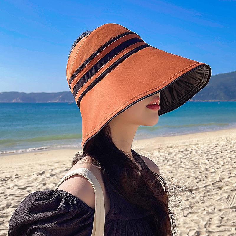 Women's Sun Protection Fisherman Hat Lady Uv Protection Summer Leisure Face Covering Sunshade Black Straw Hat Hollow Top Sun Hat