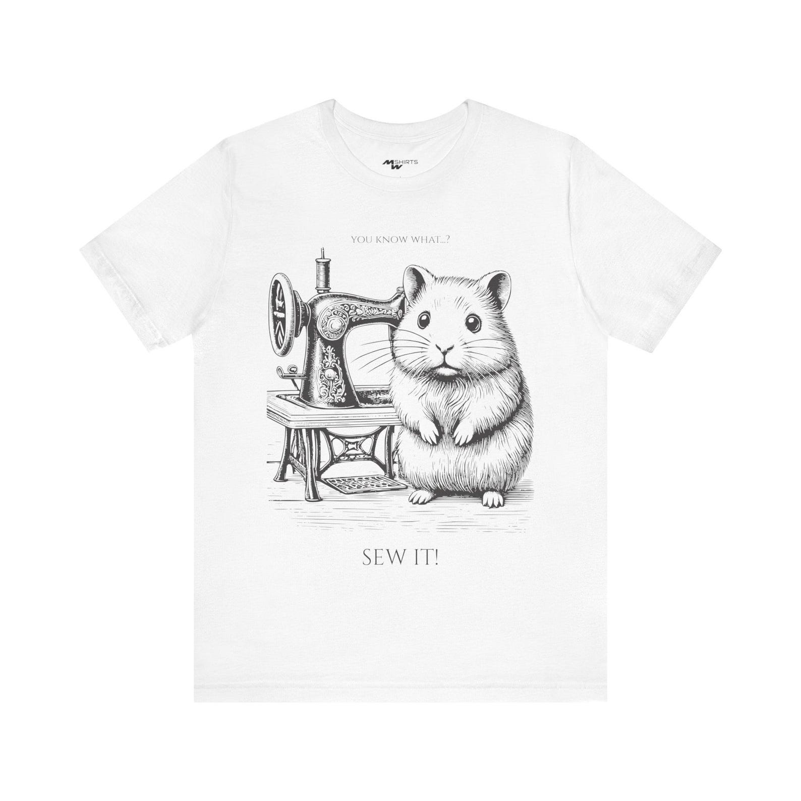 Hamster Sewing Machine Tee: Engraving Style Unisex T-Shirt 2XL