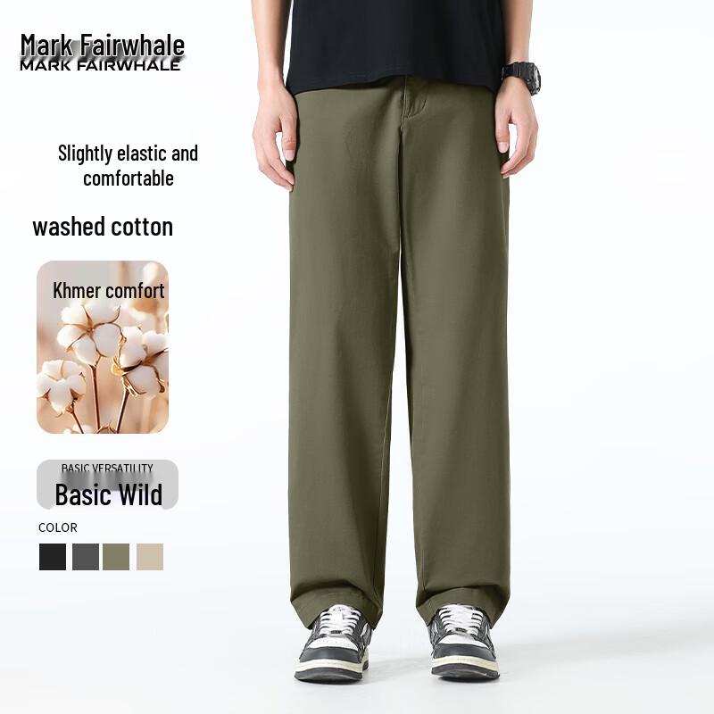 

Mark Fairwhale Men s Washed Cotton Straight Leg Casual Pants M