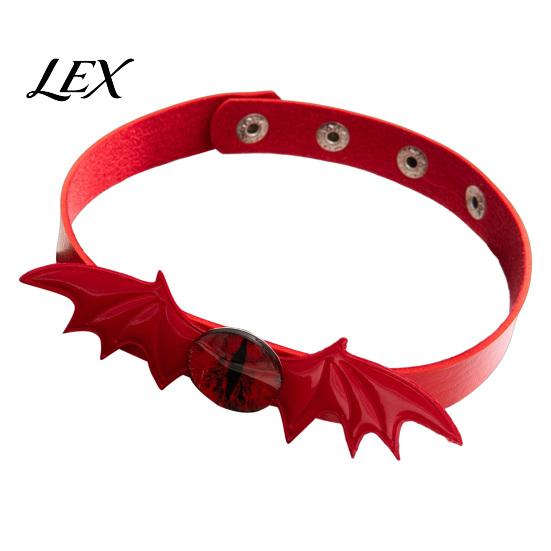 Evil Eye Necklace Gothic Bat Leather Choker Necklace, Devil Eyes Collar for Women Style Men, Adjustable Wing Clavicle Halloween Party Jewelry