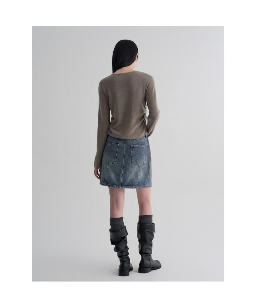 8SECONDS Side Shirred Strap V-Neck Pullover Brown