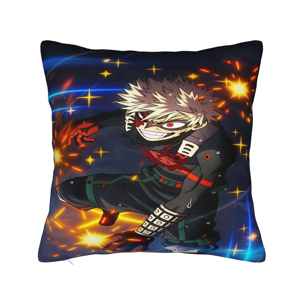 Pillow Cover Katsuki Anime Bakugo Retro Trendy Pillow Case For Sofa Couch Bed Living Room Pillowcases