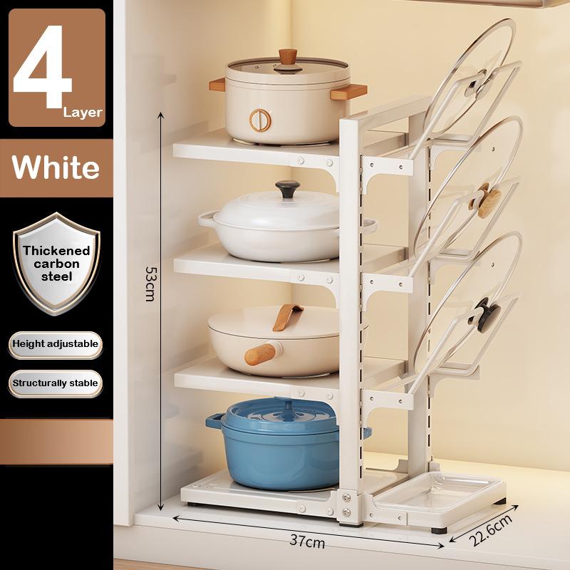 Kitchen Pot Holder Under Sink Multi-Layer Metal Storage Rack Snap-On Adjustable Pot Storage Rack Pots and Pans Storage Racks