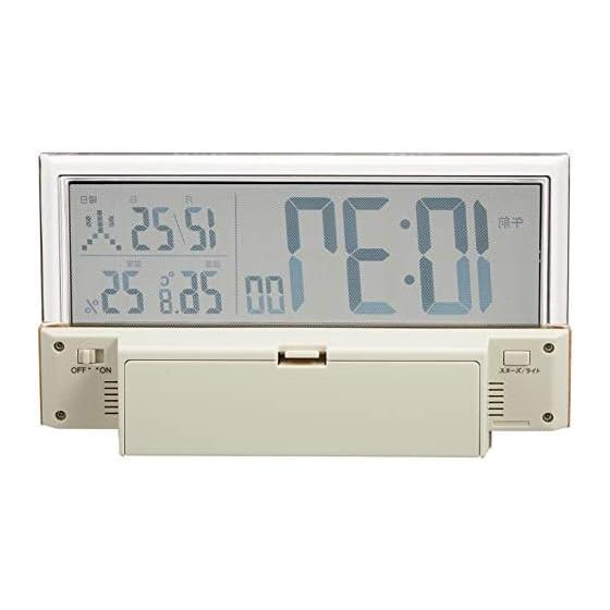 Seiko Clock Table Clock Alarm Clock Radio Digital Calendar Temperature and Humidity Display See-through LCD Light Brown Wood Grain Pattern Body Size: