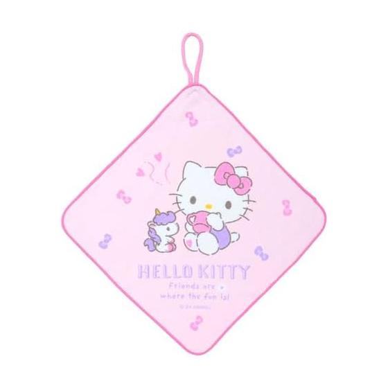 Sanrio Conjunto de 3 toalhas com alça Hello Kitty para crianças Tratamento antibacteriano com espaço para nome Berçário Escola Jardim de infância 249483