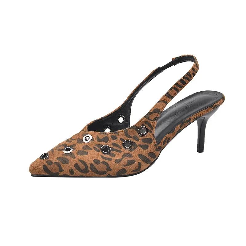 

Comemore Женские туфли-лодочки большого размера с острым носком, женская обувь с пряжкой и ремешком сзади, женские новые туфли на тонком высоком каблуке, босоножки на каблуке с ремешком сзади 35 цветной печати леопарда