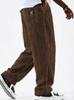 European & American Men's Wide Corduroy Logo Pocket Casual Loose Straight-Leg Pants 2026