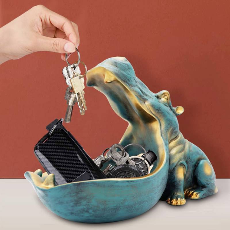 Pryskyřičná figurka hrocha Miska na klíče Servírovací tác Pro dárek a sběratele