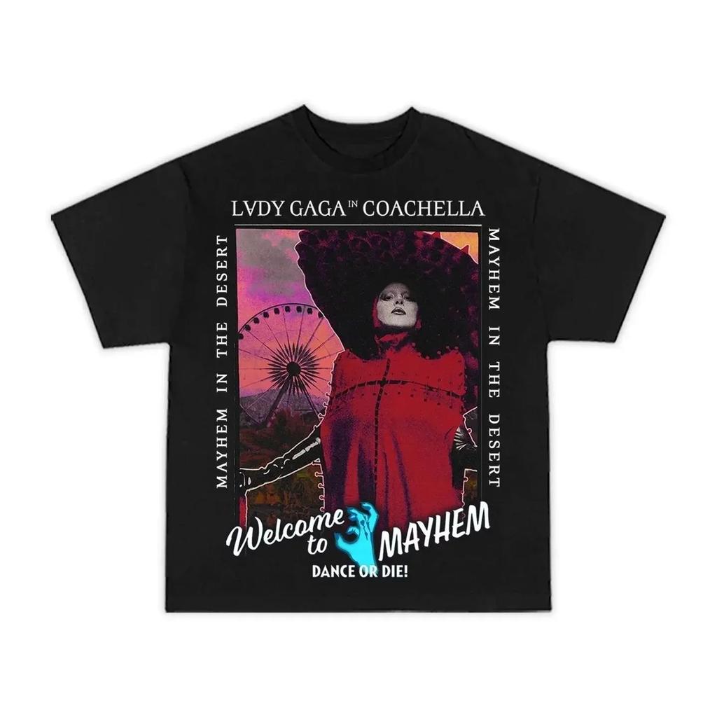 Summer Trendy Men's T-shirt Lady Gaga Casual Cotton Tees Retro Lady Gaga Short Sleeve Tee Unisex Summer Y2k Tops Men's Clothing