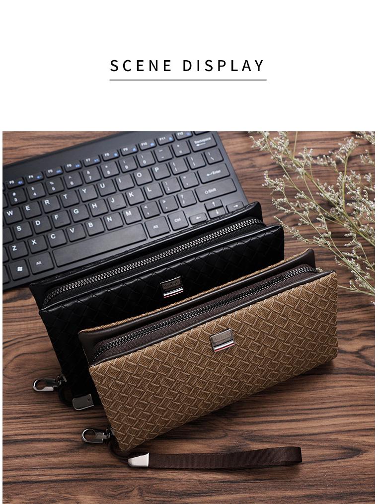 Men's Woven Pattern Clutch Wallet - Large Capacity Multifunctional Handheld Organizer with Multi-Card Slots