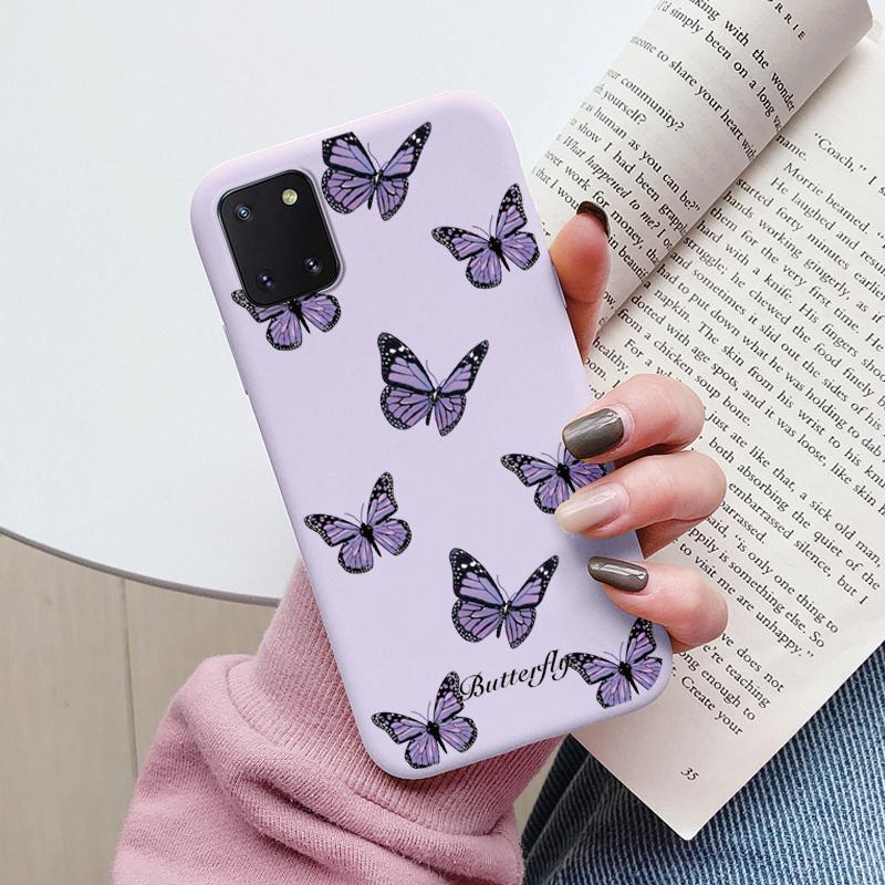 Měkké pouzdro pro telefon Samsung Galaxy Note 10 Lite Kryt na telefon Roztomilé květiny Motýl Fundas TPU Coque Pro Samsung Note 10 Lite Nárazník