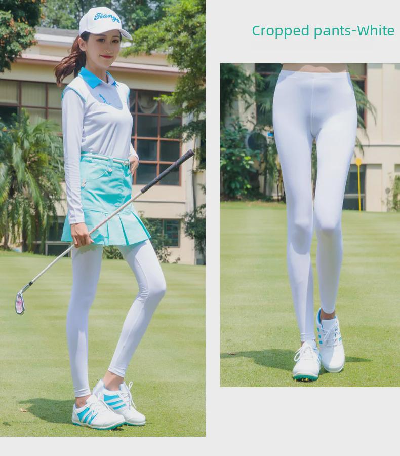 TYGJ Dámské golfové legíny s ochranou proti slunci - Letní prodyšné ledové hedvábí, nášlapné kalhoty