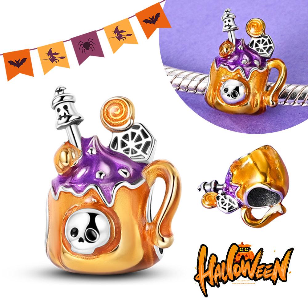 Halloween Party Copper Luminous Skeleton Coffin Pendant Beads Fit Charms Bracelet For Jewelry Making Women Gifts