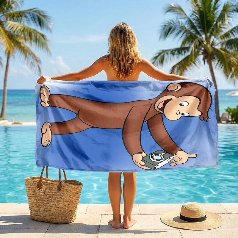 Curious George Fashion Beach Towel: Ideal for Summer Adventures Soft, absorbent and quick drying suitable for swimming and bathing