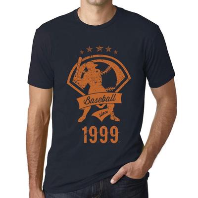 Męski T-shirt Vintage z Graficznym Nadrukiem Koszulka Baseballowa Od 1999 Granatowy