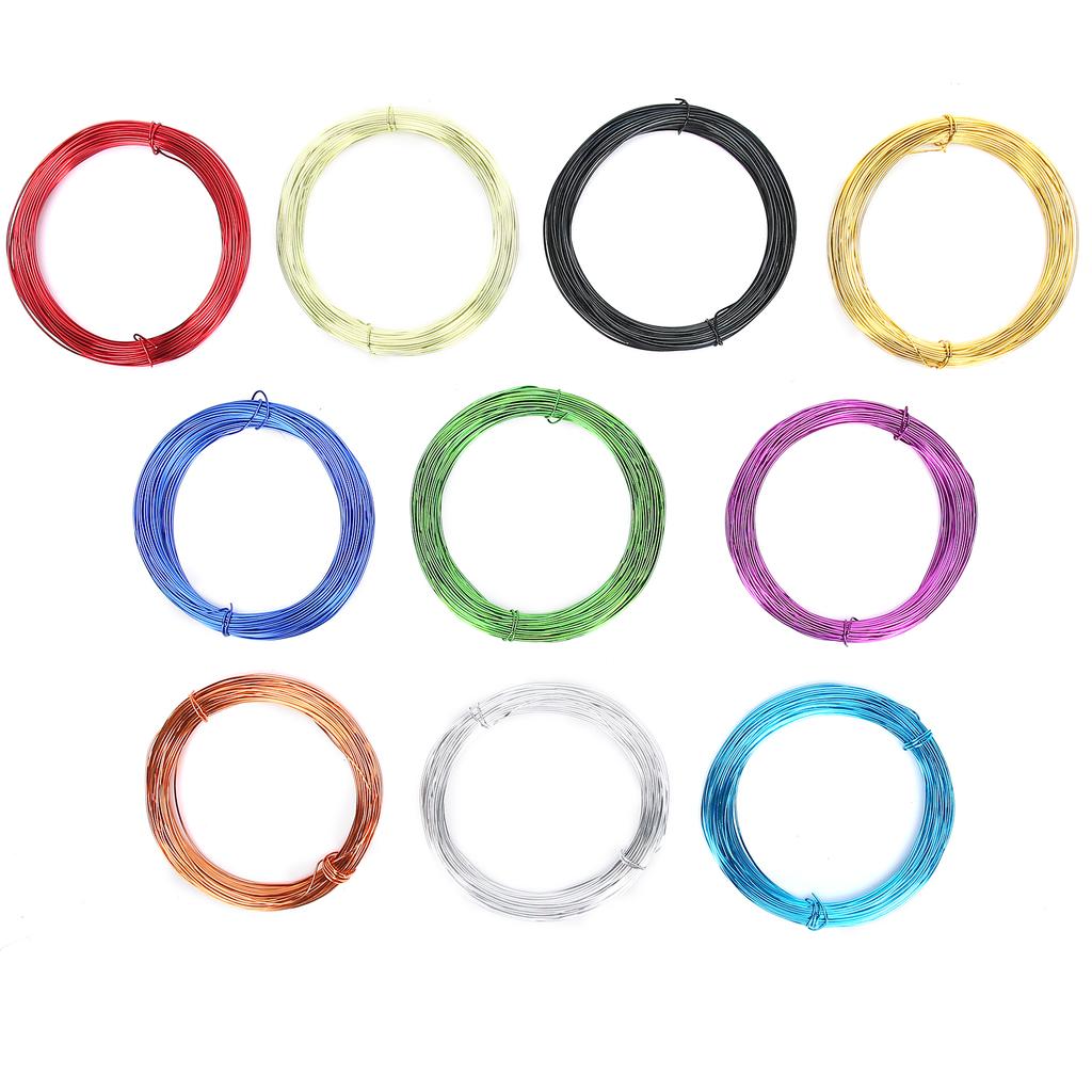 10 Rolls Colored Aluminum Wire Oxidized Flexible Bicycle Weaving Shape DIY Craft Making 0.8mm