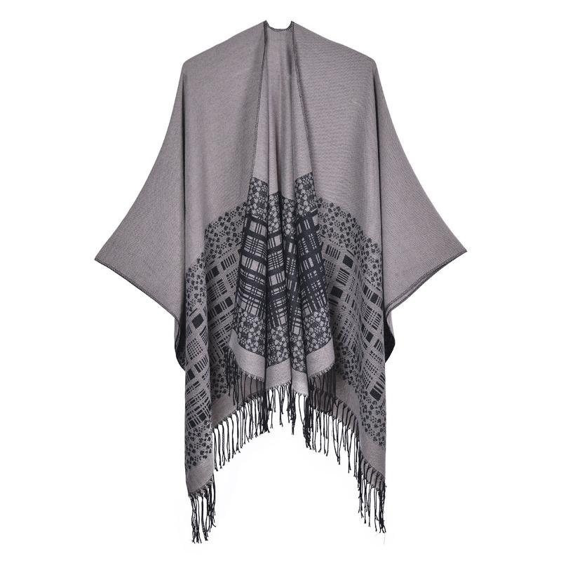 Autumn and winter solid color shawl simple thickened tassel imitation cashmere dual-purpose scarf cape air-conditioned room blanket