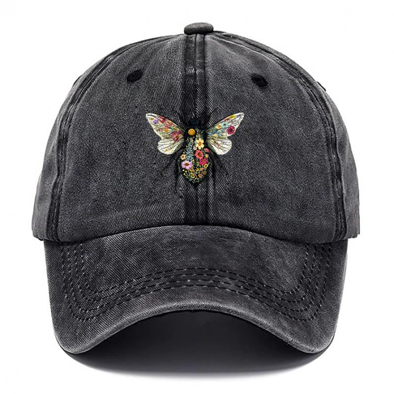 Pc Flower Bee Printed Washed Hat Hats for Men Design Style Hat for Women Breathable Baseball Caps Outdoor Casual Hat Adjus