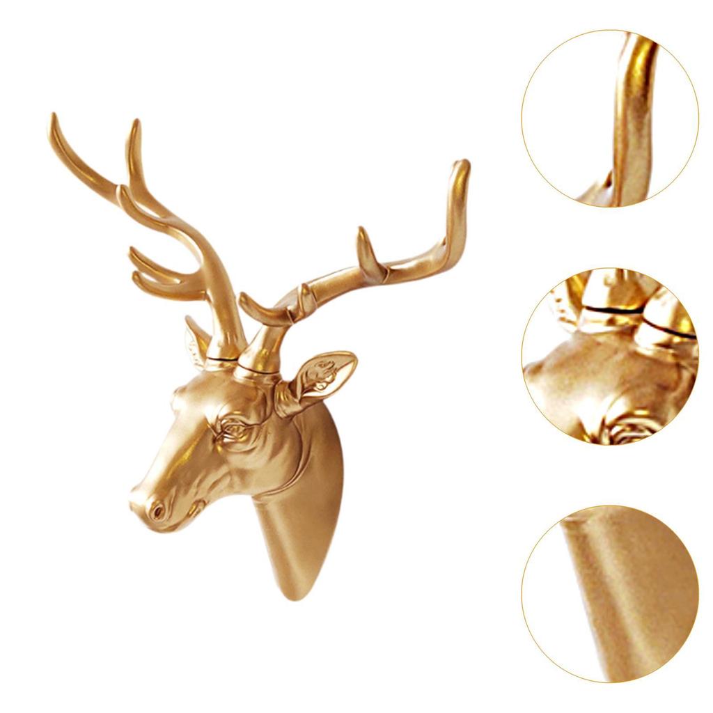 Deer Head Pendant Wall Hanging Decoration Ornament Animal Figure Resin Statue