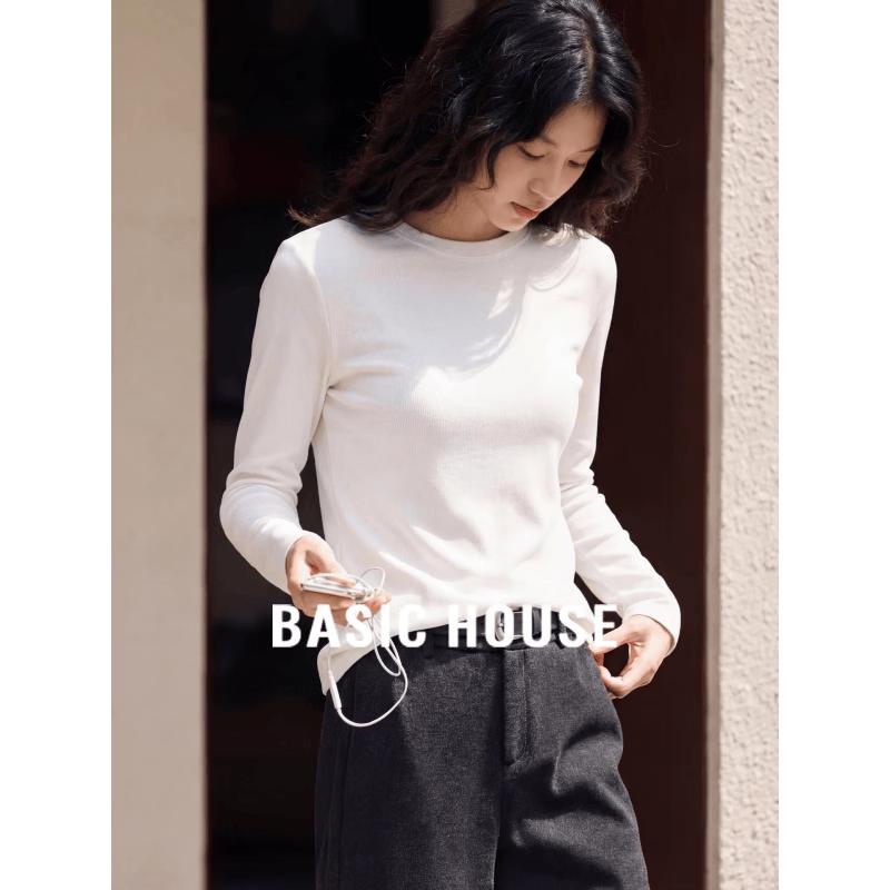 

Базовая женская футболка Basic House с длинным рукавом, облегающего кроя, с круглым вырезом 2XL