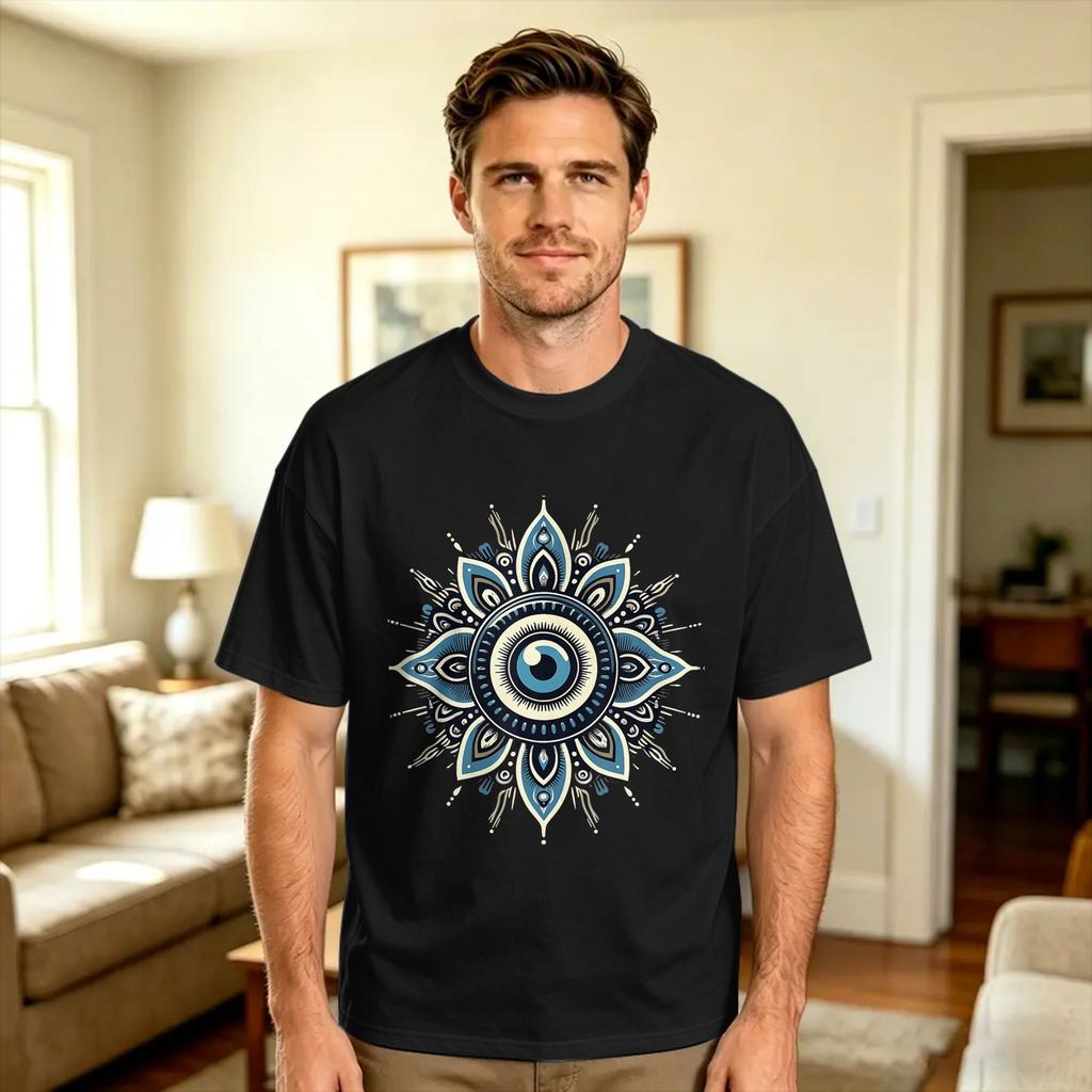 T-shirt Occhio Malvagio Greco Moda Estiva T-shirt Cotone Puro Girocollo Oversize Abbigliamento Manica Corta T-shirt Classica