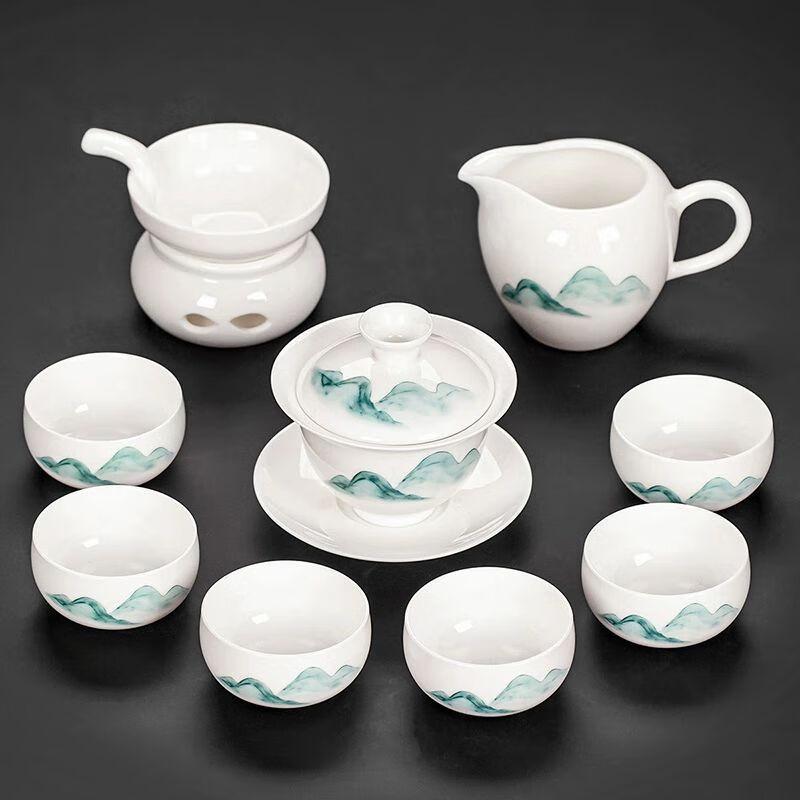

Suet Jade Porcelain Gongfu Tea Set 9-Piece Set