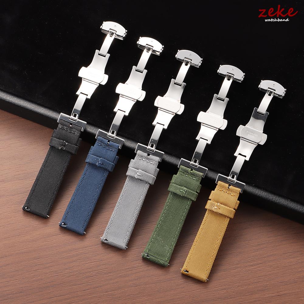 Quick Release Nylon Sailcloth Watch Strap 20mm 22mm Butterfly Buckle Band for Omega for Seiko Watchband Men's and Women's Belt