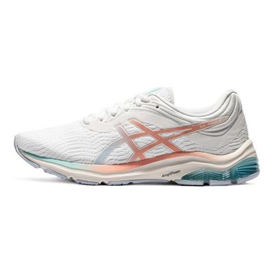 Gel-Pulse 11 Tissu Confortable Cuir Synthétique Amortissant Durable Chaussures d'Entraînement et de Course à Tige Basse Femme sneaker Blanc Rose 1012B138-101