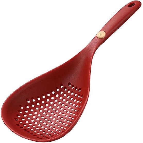 Kitchen Cooking Utensils,Silicone Food Colander with Handle,Large Strainer Spoon, Slotted Spoon,Heat Resistant for fried food, Water Leaking Colander