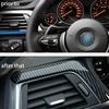 For BMW 3 4 Series F30 F31 F32 F34 2013- Carbon Fiber Central Dashboard Strip Trim+Left Air Vent Outlet Cover Trim