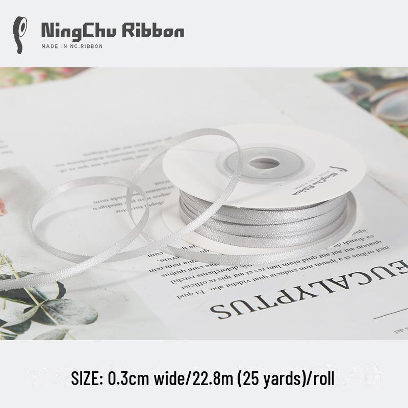 3mm Double-Sided Satin Silk Ribbon for DIY Gifts, Bows, Bouquets, and Baking Packaging