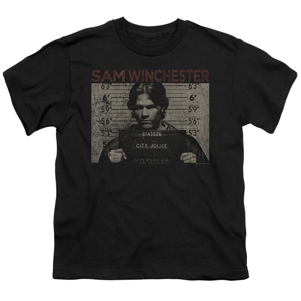 Сверхъестественное Детская Футболка Сэм Винчестер Фоторобот Черная Футболка Унисекс Футболка XXXL
