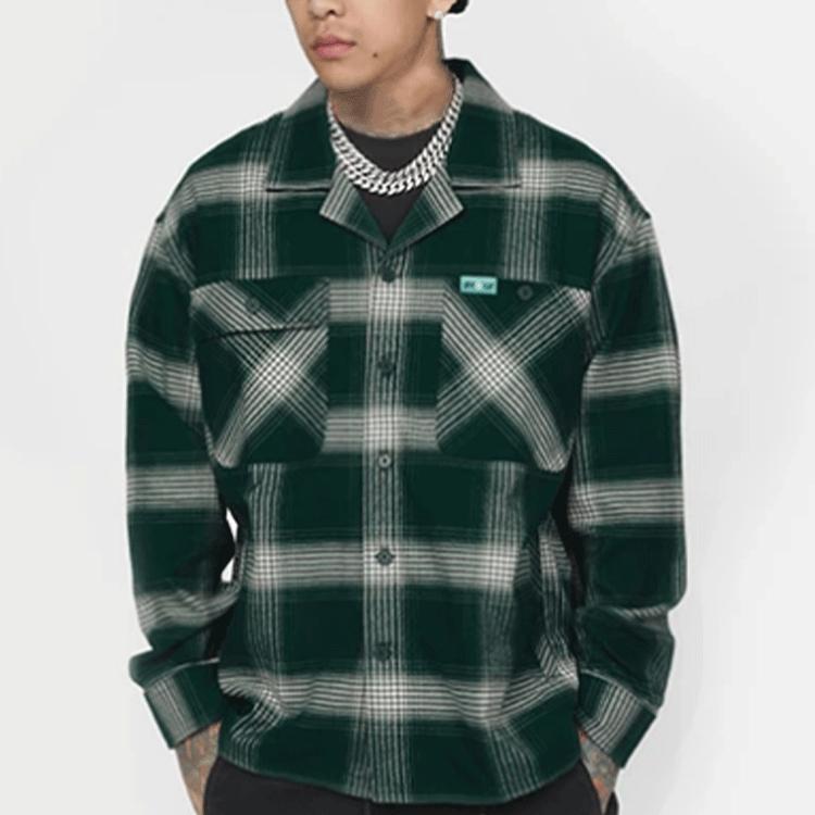 Li-Ning Badfive Basketball Series Plaid Loose Casual Long-Sleeve Shirt Men Tops Dark-Green ASHR195-1