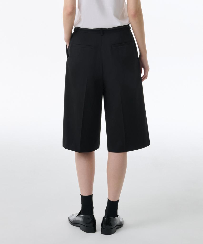 MUSINSA STANDARD WOMAN Women'S Low Waist Bermuda Hidden Banding Wide Half Slacks [Black]