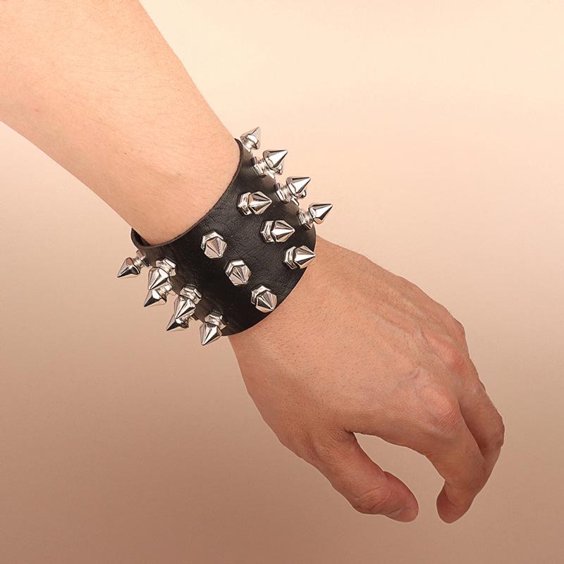 Punk Gothic Style Rivet Spike Leather Bracelet