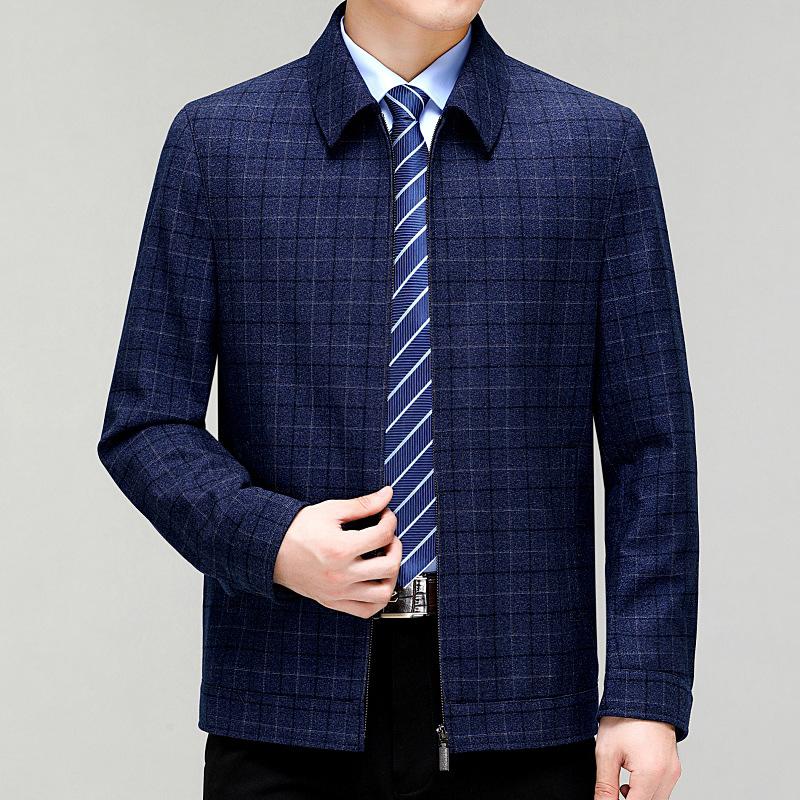 

Весенние и осенние высококачественные куртки для мужчин среднего возраста и отцов, шерстяные куртки, шерстяные топы с лацканами для руководителей среднего и пожилого возраста 195