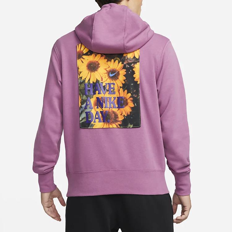 Nike Daisy Embroidery Sport Hoodie Pullover Men Tops Purple DM4994-507