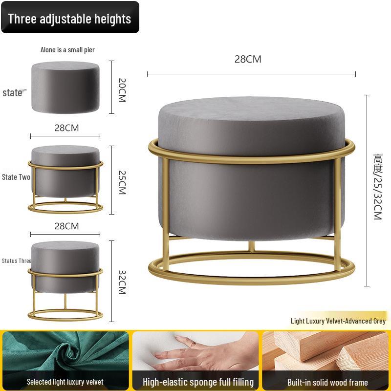 

Круглый табурет из массива дерева - Легкая роскошь для переобувания/подставка для ног, скамья/пуф для гостиной/прихожей, акцент для кофейного столика.