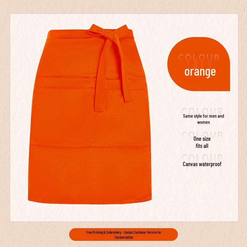 Custom Waterproof Canvas Waist Apron with Logo for Catering, Milk Tea Shops, Baristas