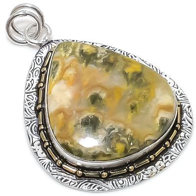 Natürlicher Hummeljaspisstein 925 Sterlingsilber Zweifarbig Anhänger 2,21" B2s82