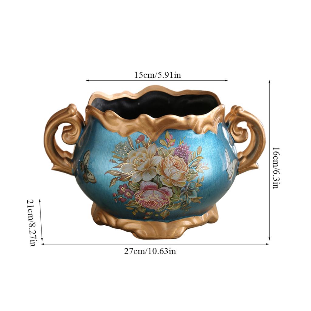 Classical European Deluxe Resin Wood Vase Retro Decorative Crafts for Living Room Dining Table Wedding Home Marriage Gift